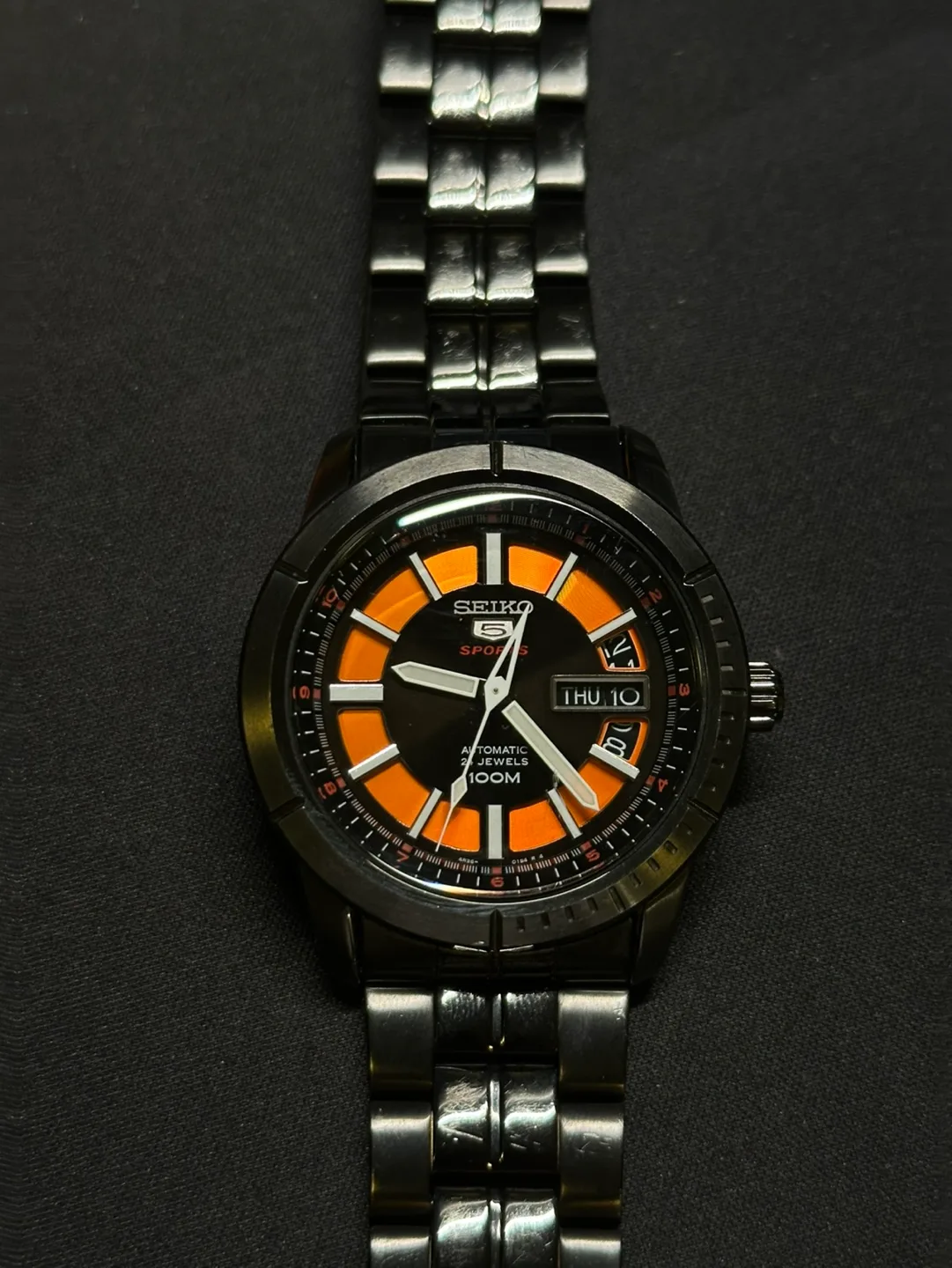 Seiko 5 Sports Automatic Black Orange Mens Watch image indicator(5)