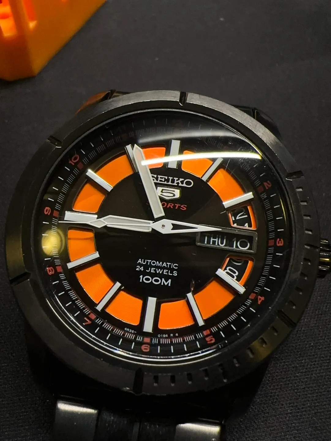 Seiko 5 Sports Automatic Black Orange Mens Watch image indicator(2)
