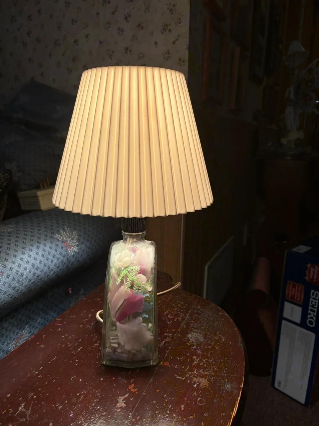 Unique Table Lamp with Floral Bottle Base image indicator(3)