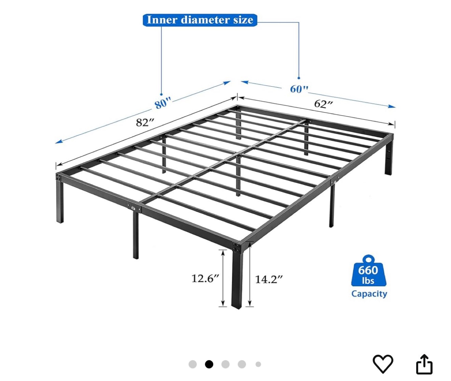 Queen metal Bed Frame, Heavy Duty, No Box Spring Needed - photo 2