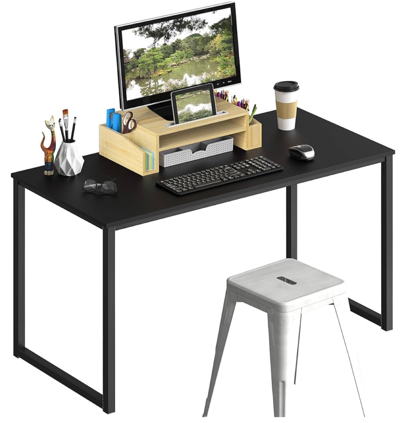 NEW Black Computer Desk with Metal Frame - 40" x 28" - photo 5