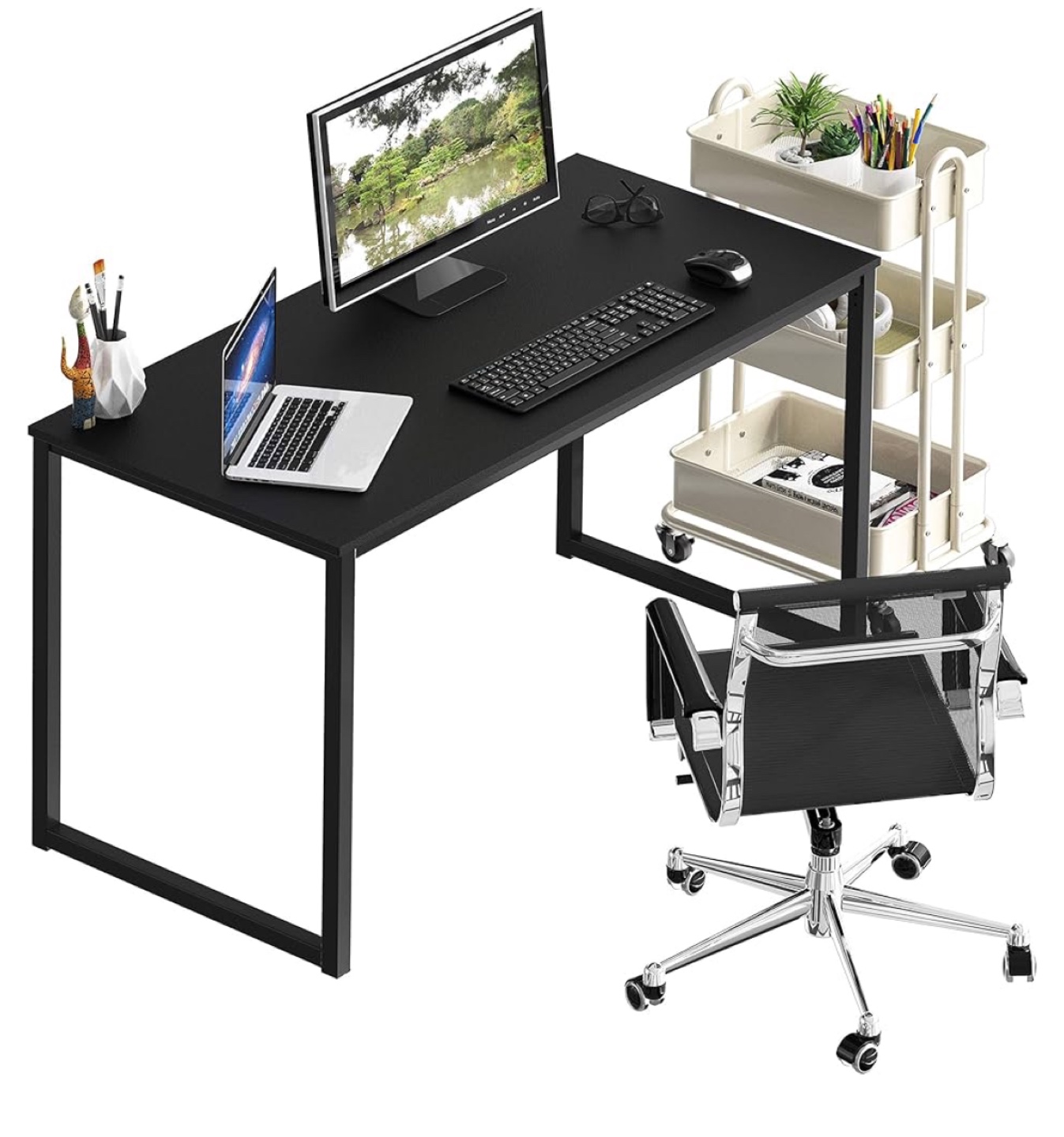 NEW Black Computer Desk with Metal Frame - 40" x 28" - photo 4