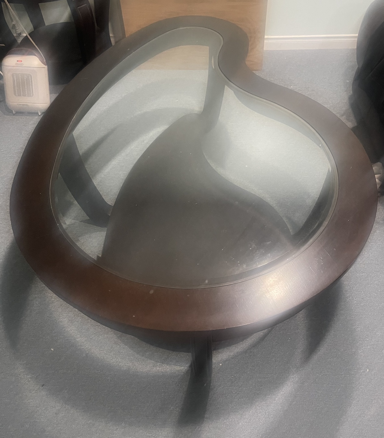 Unique Kidney Shaped Coffee Table with Glass Top - photo 4