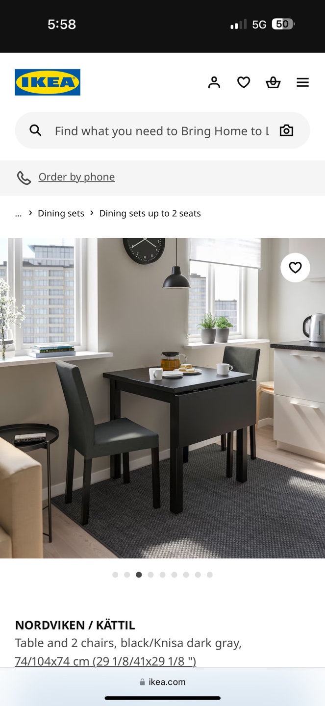 IKEA NORDVIKEN/KÄTTIL Dining Set - Table and 2 Chairs - photo 2