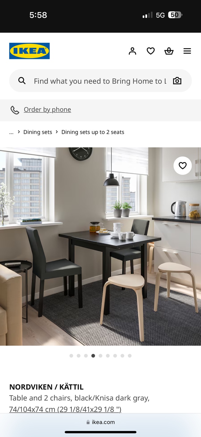 IKEA NORDVIKEN/KÄTTIL Dining Set - Table and 2 Chairs - photo 3