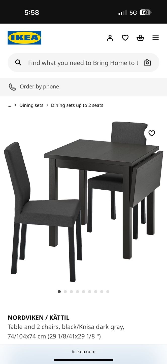 IKEA NORDVIKEN/KÄTTIL Dining Set - Table and 2 Chairs