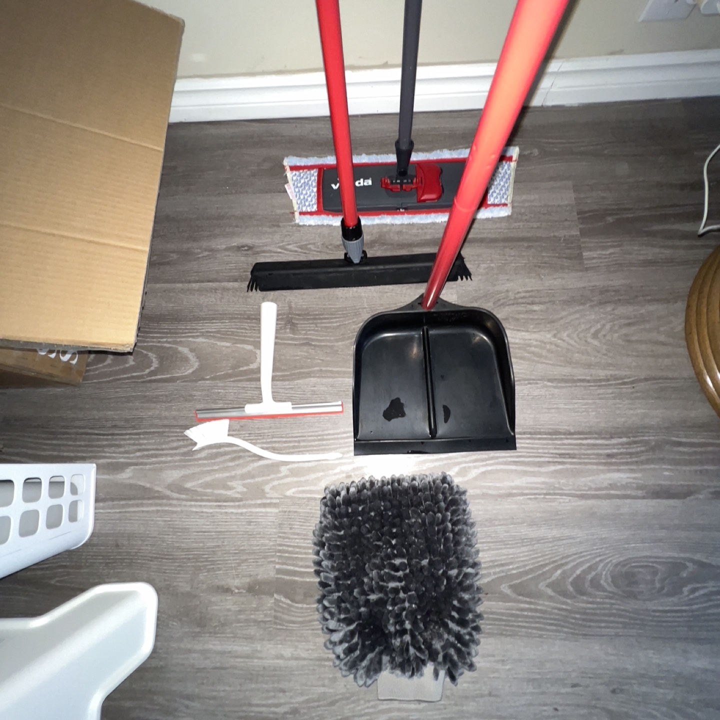 Cleaning Supplies Bundle: Mop, Broom, Dustpan, Squeegee