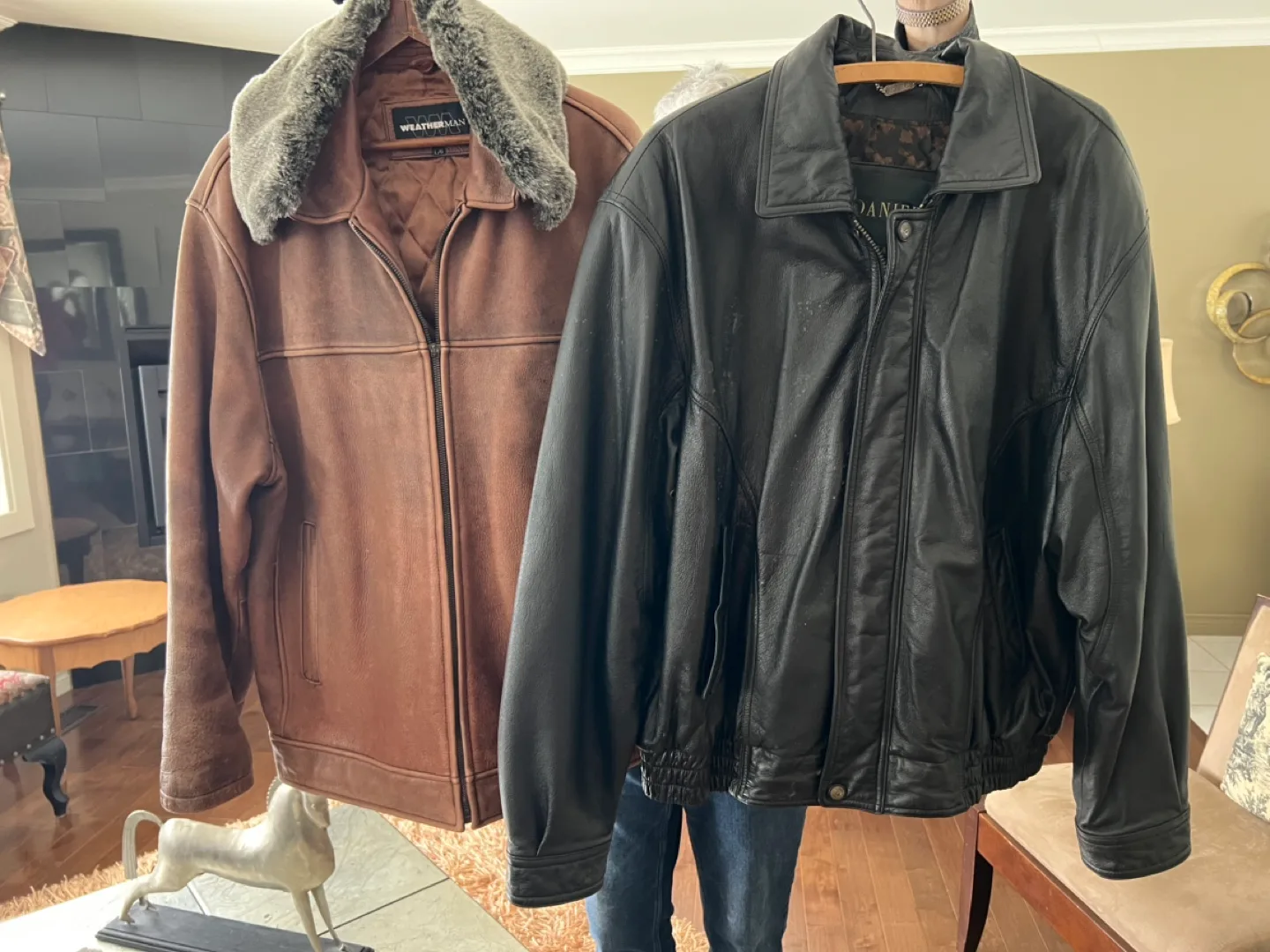Two Men's Leather Jackets - size large with delivery image indicator(2)