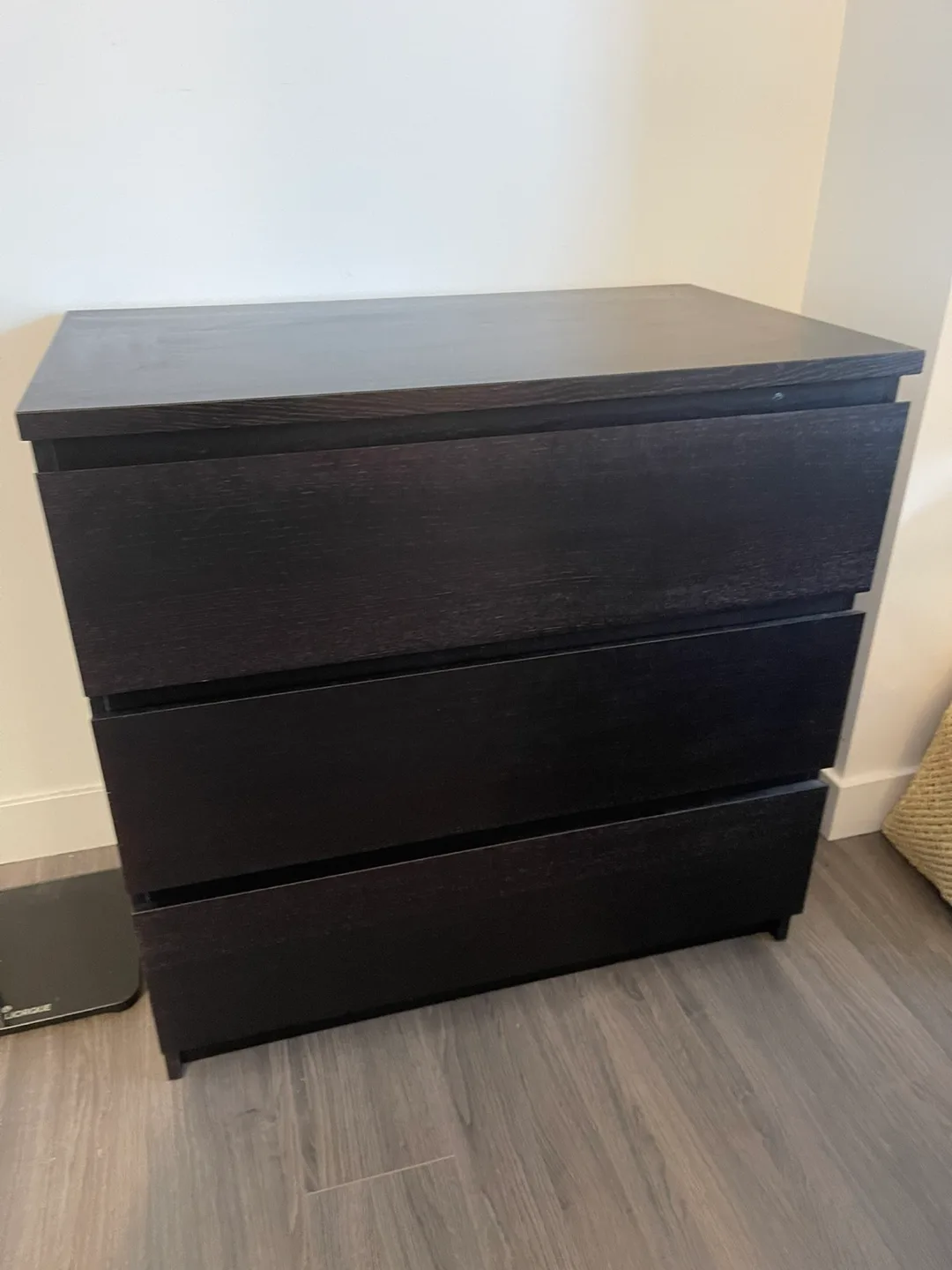 IKEA MALM 3-Drawer Chest Black-Brown image indicator(3)