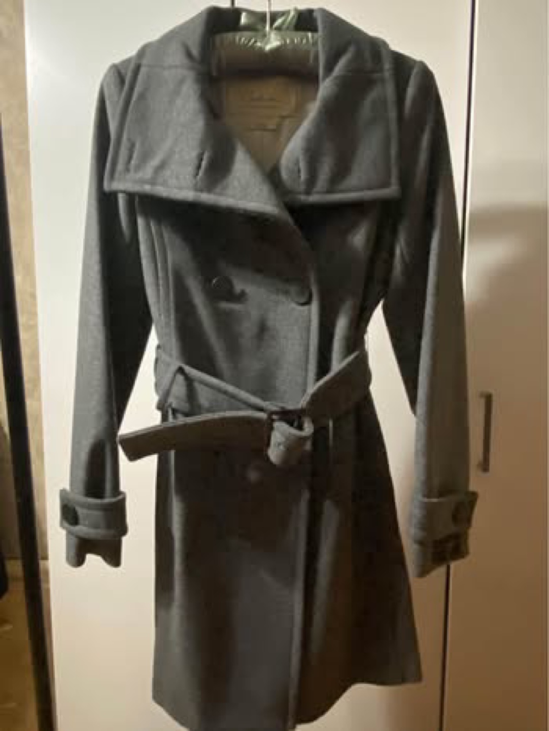 t.babaton Grey Wool Coat with Belt