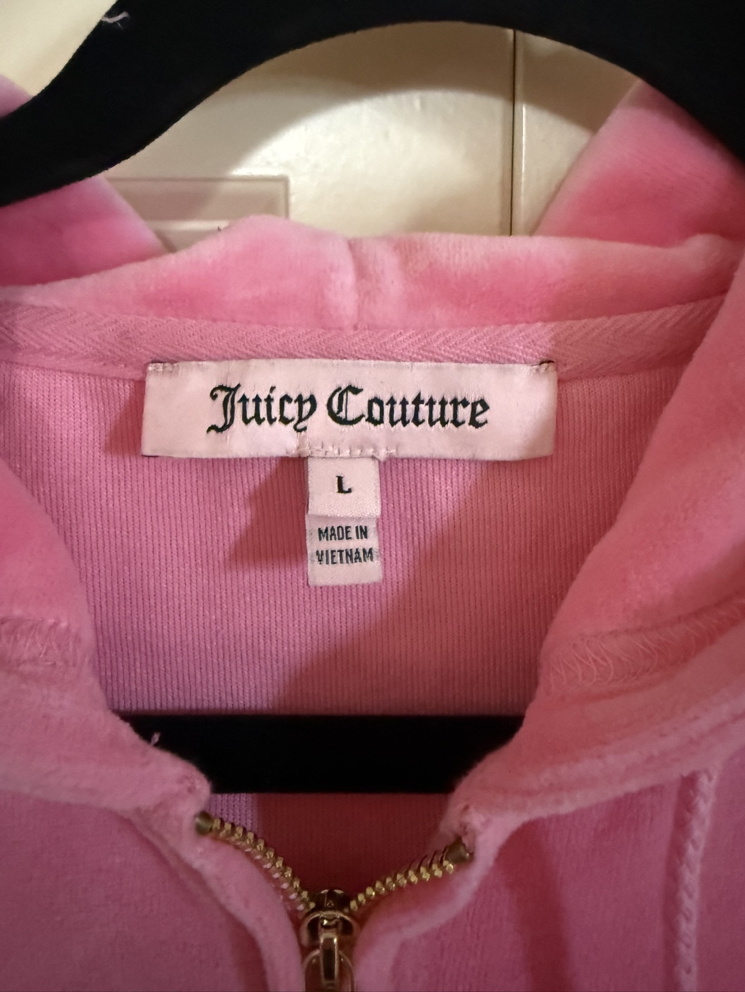 Juicy Couture Pink Velour Zip-Up Hoodie - Size L - photo 3
