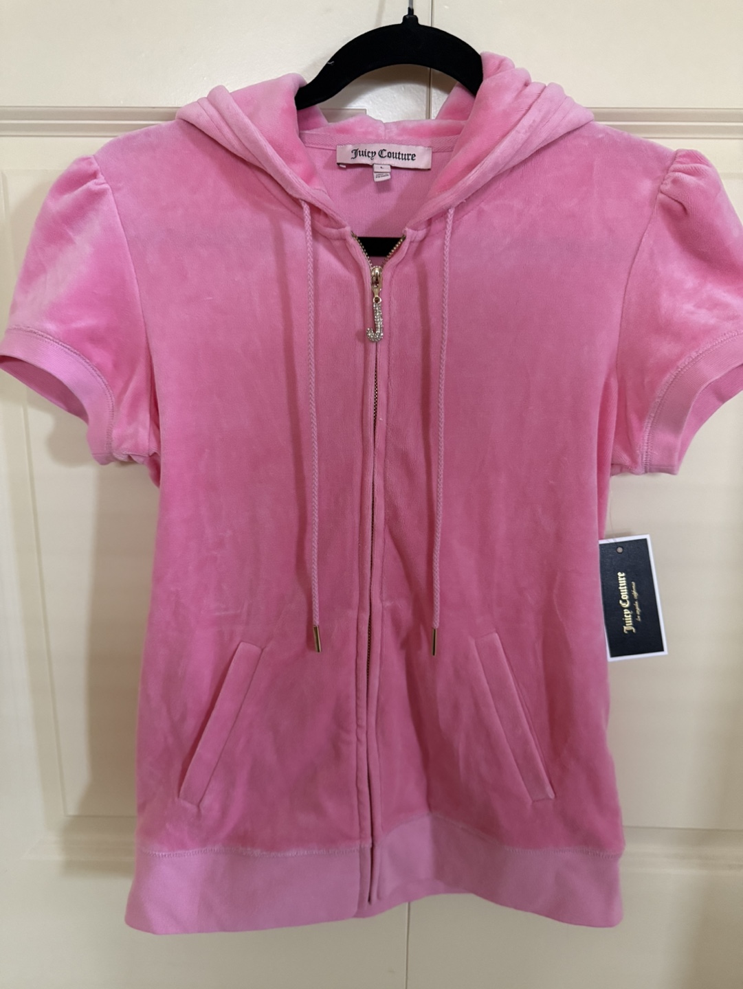 Juicy Couture Pink Velour Zip-Up Hoodie - Size L
