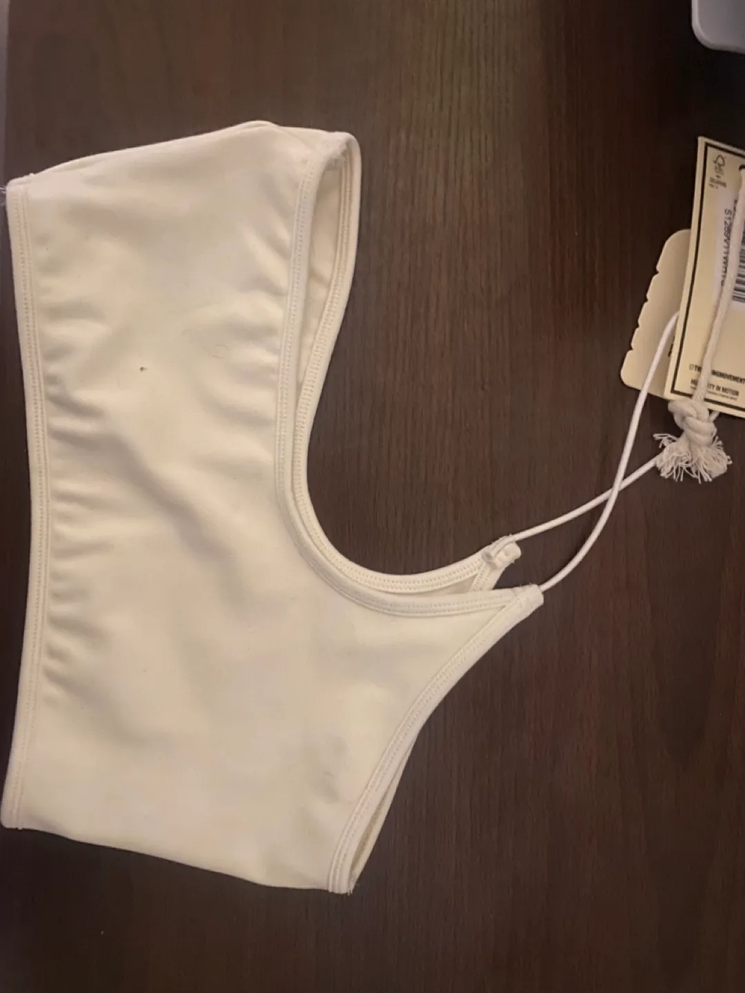 The Giving Movement One Shoulder Crop Top - White - Size Small image indicator(2)