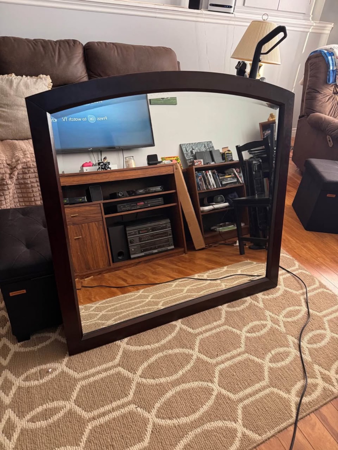 Large Dark Brown Framed Mirror