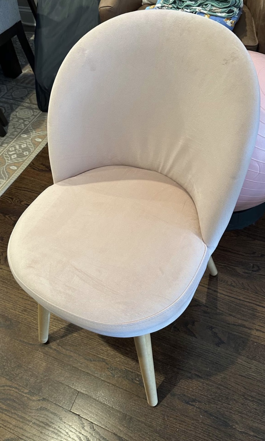 Pink Velvet Chair with Wooden Legs