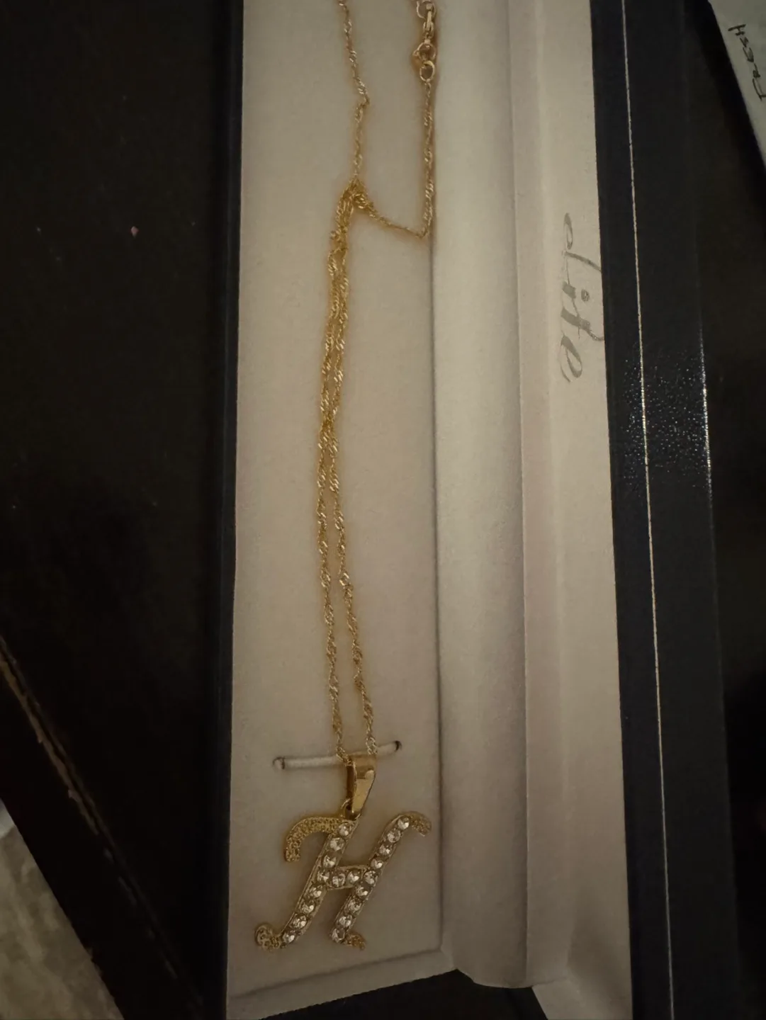 Gold-plated Initial H Necklace with Crystals image indicator(2)