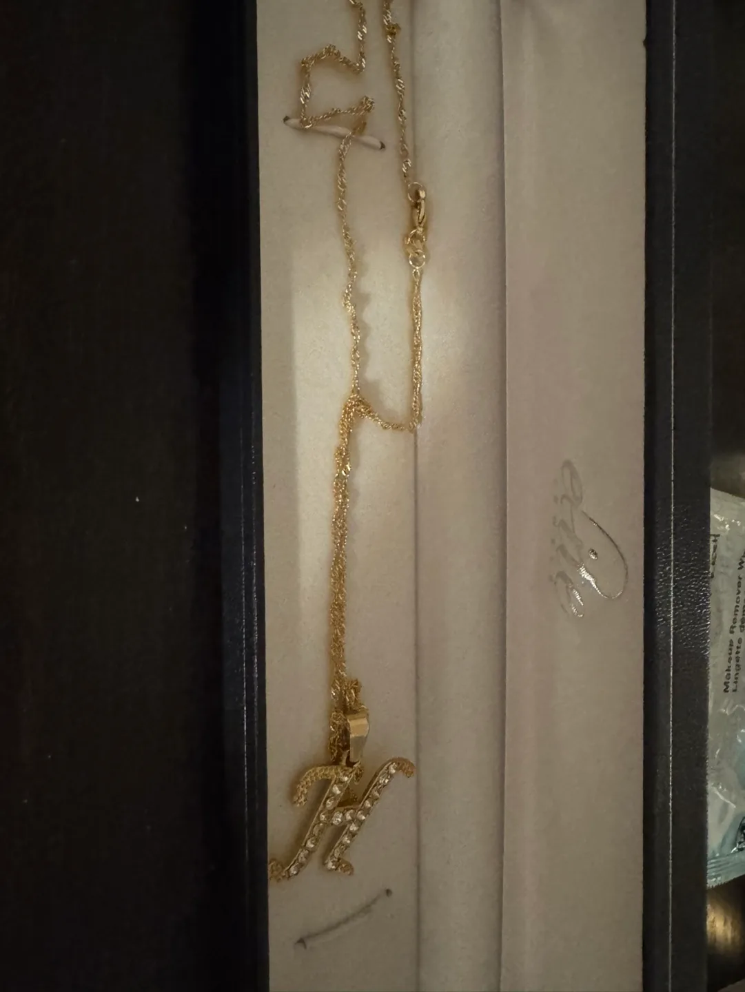 Gold-plated Initial H Necklace with Crystals image indicator(3)