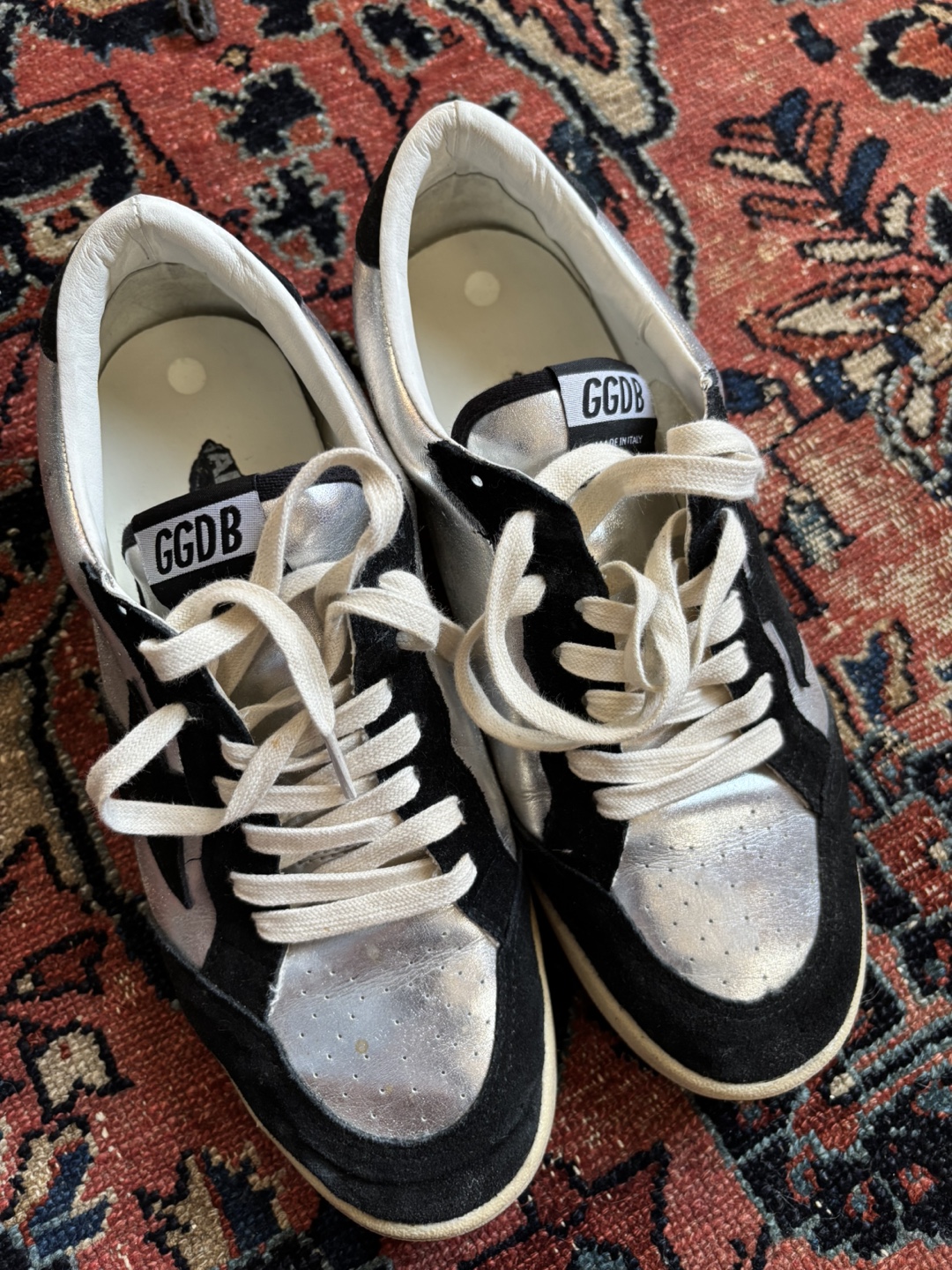 Golden Goose Sneakers Silver Black Suede Leather - photo 3