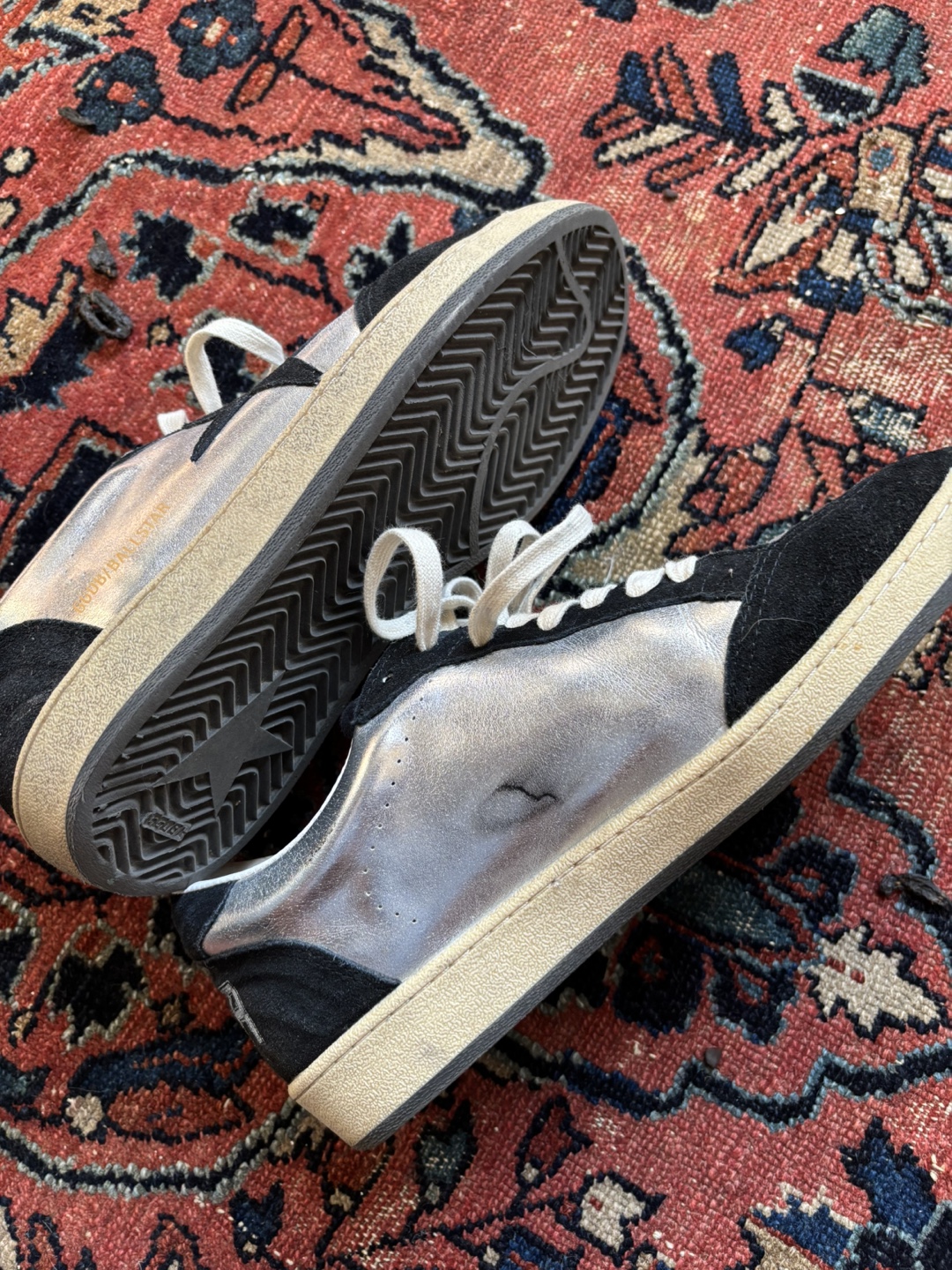 Golden Goose Sneakers Silver Black Suede Leather - photo 2
