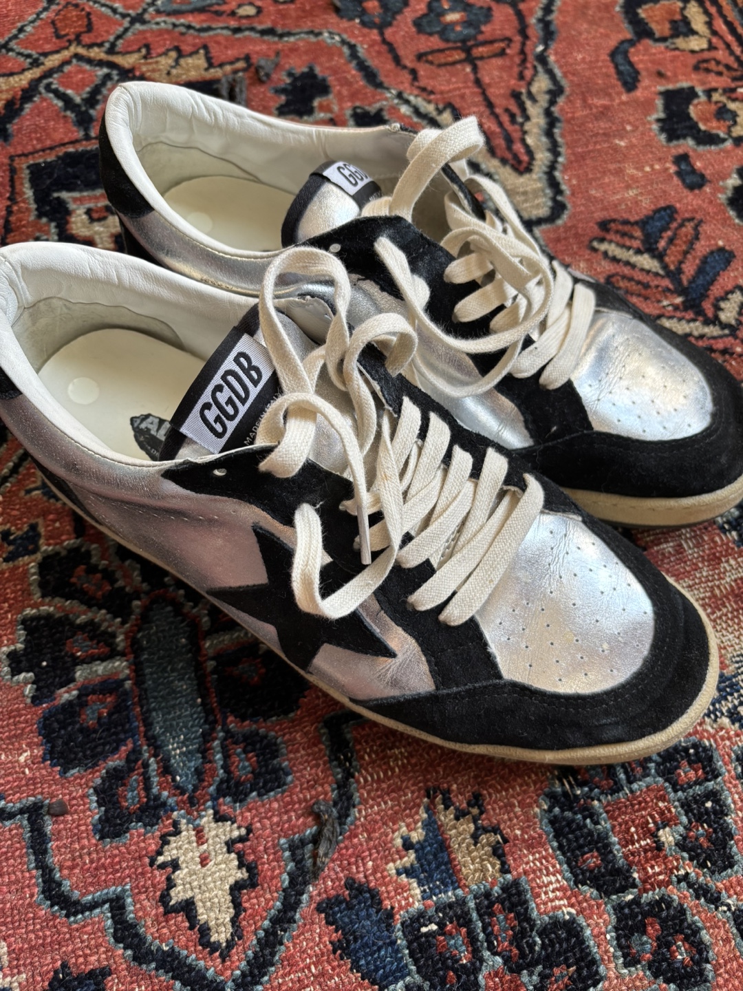 Golden Goose Sneakers Silver Black Suede Leather