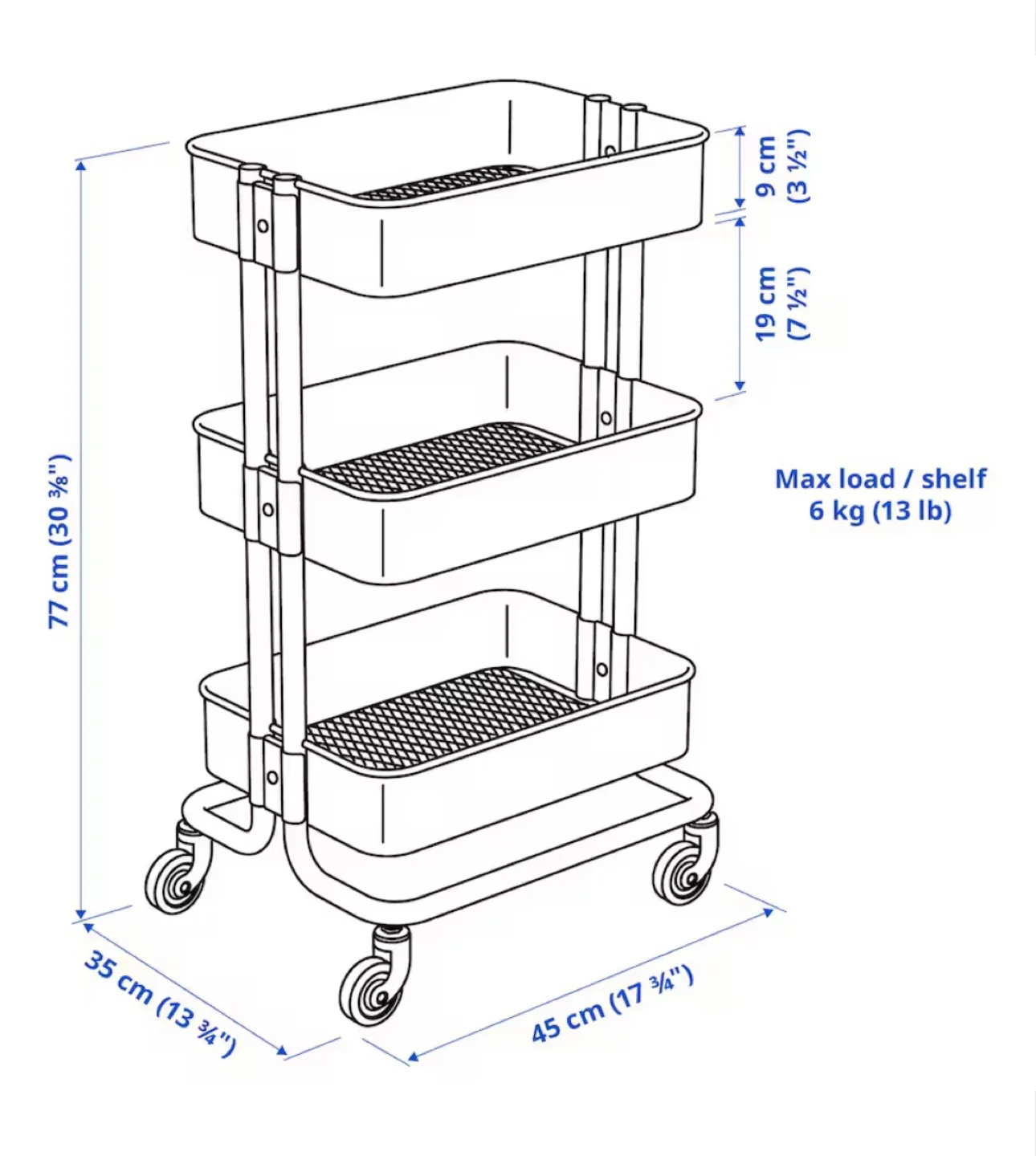 IKEA RASKOG 3-Tier Utility Cart - Black image indicator(4)