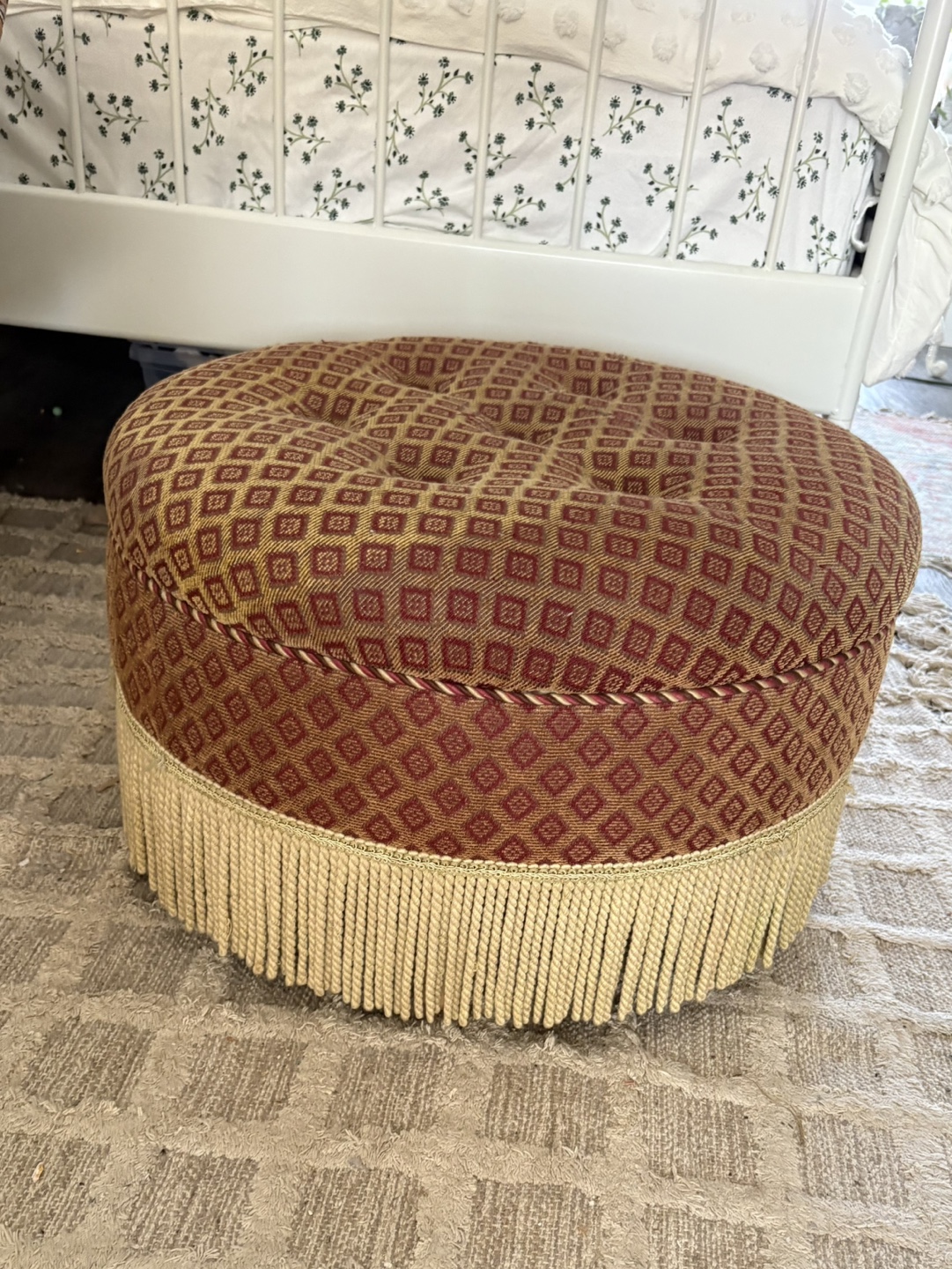 Round Ottoman with Fringe - photo 2