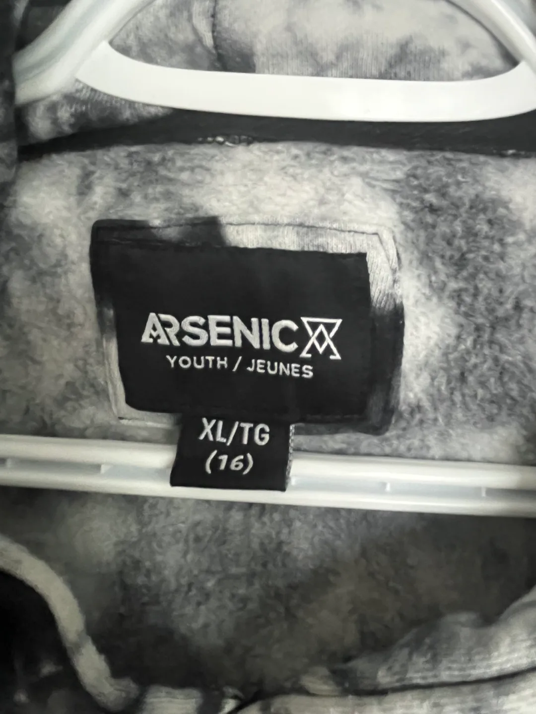 Arsenic Youth Black and Grey Tie-Dye Hoodie Size XL image indicator(4)