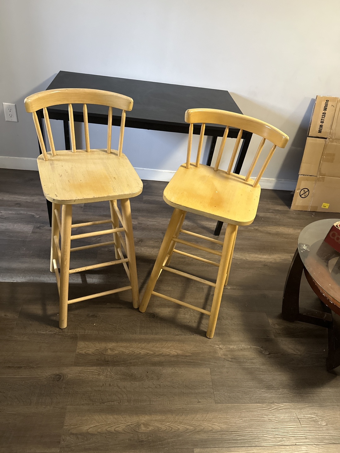 Pair of Wooden high/bar chairs  #freecycle