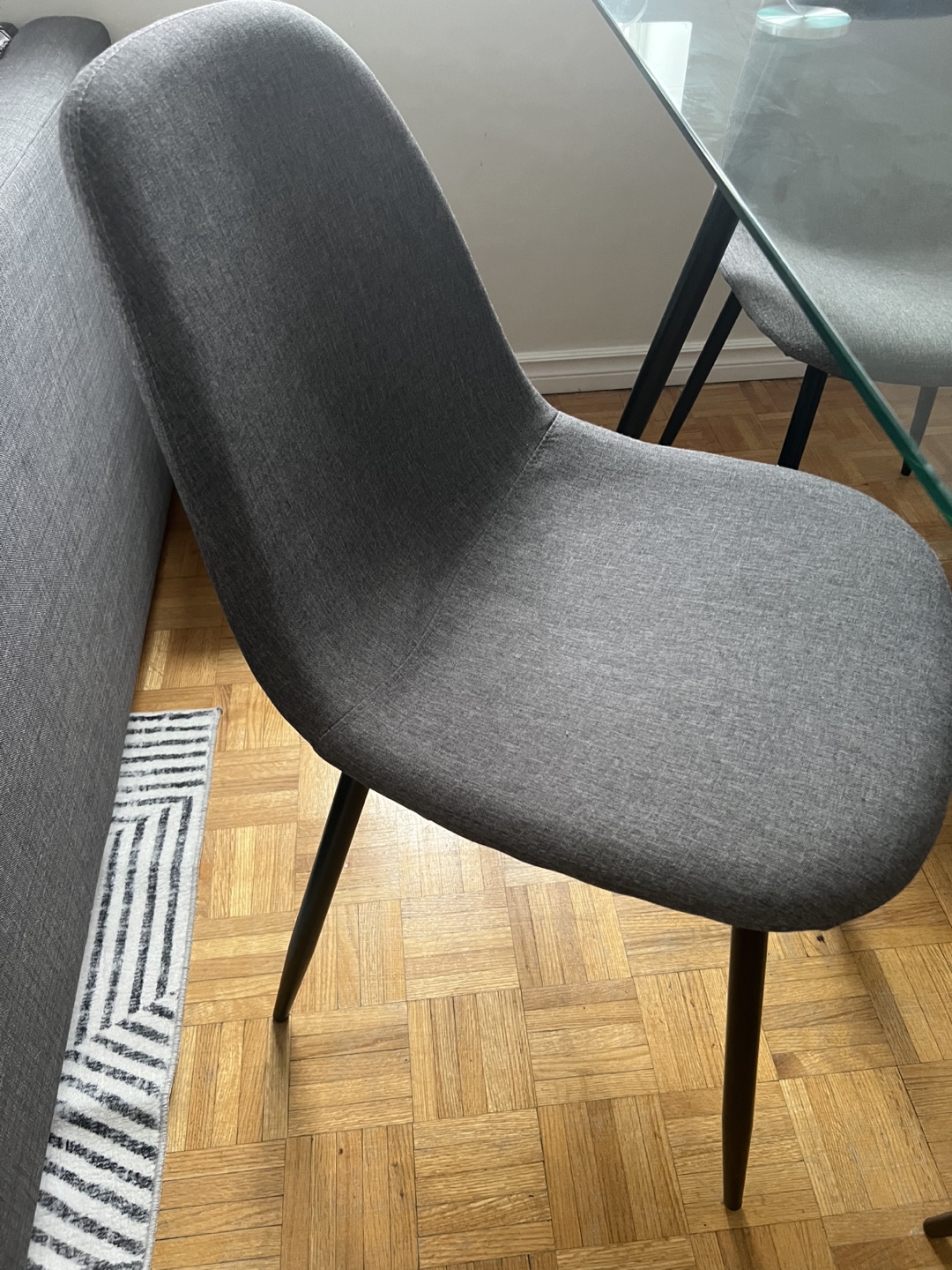 Glass Dining Table Set with Four Grey Chairs - photo 3