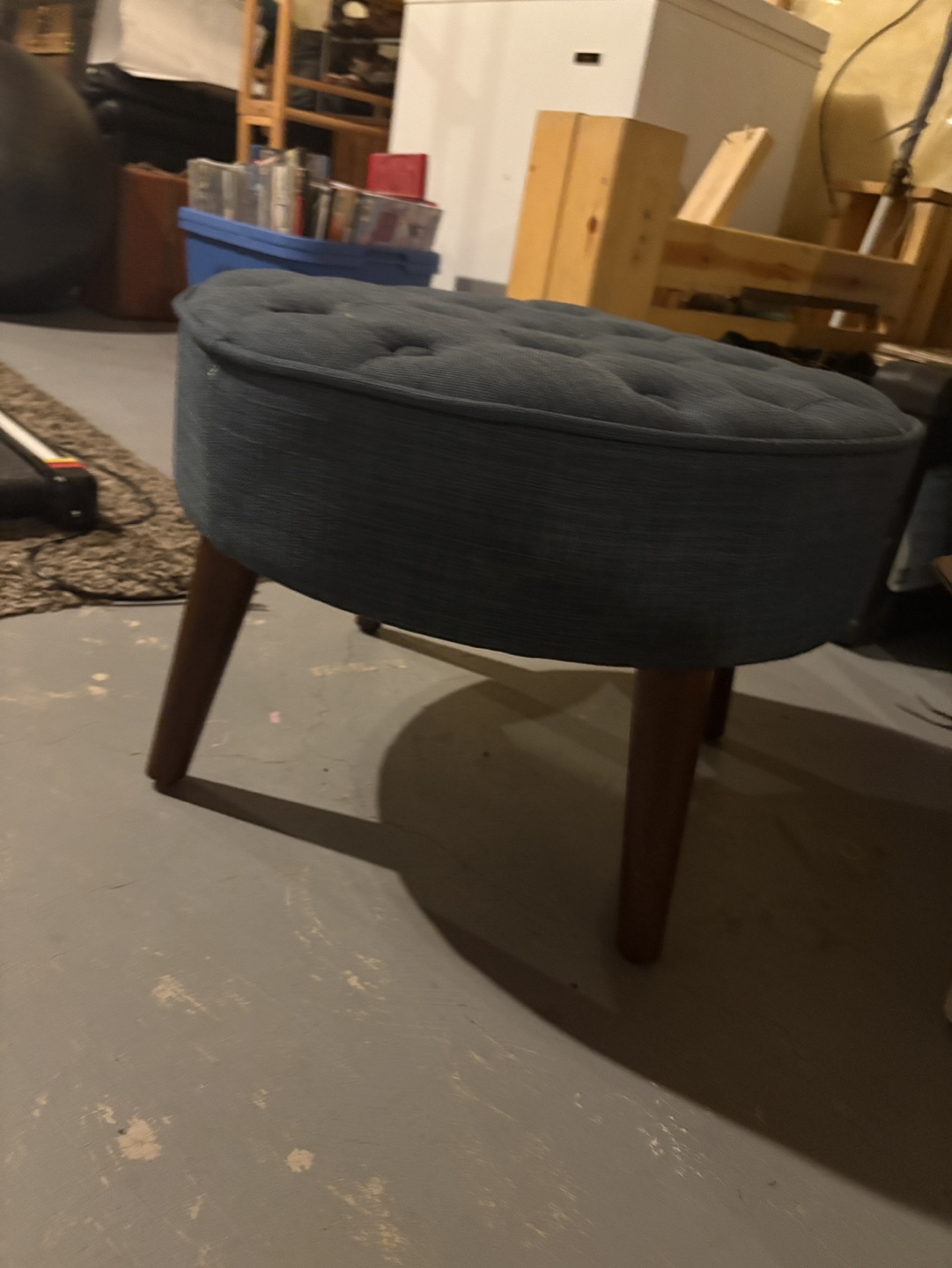 Round Tufted Ottoman - Dark Teal - photo 2