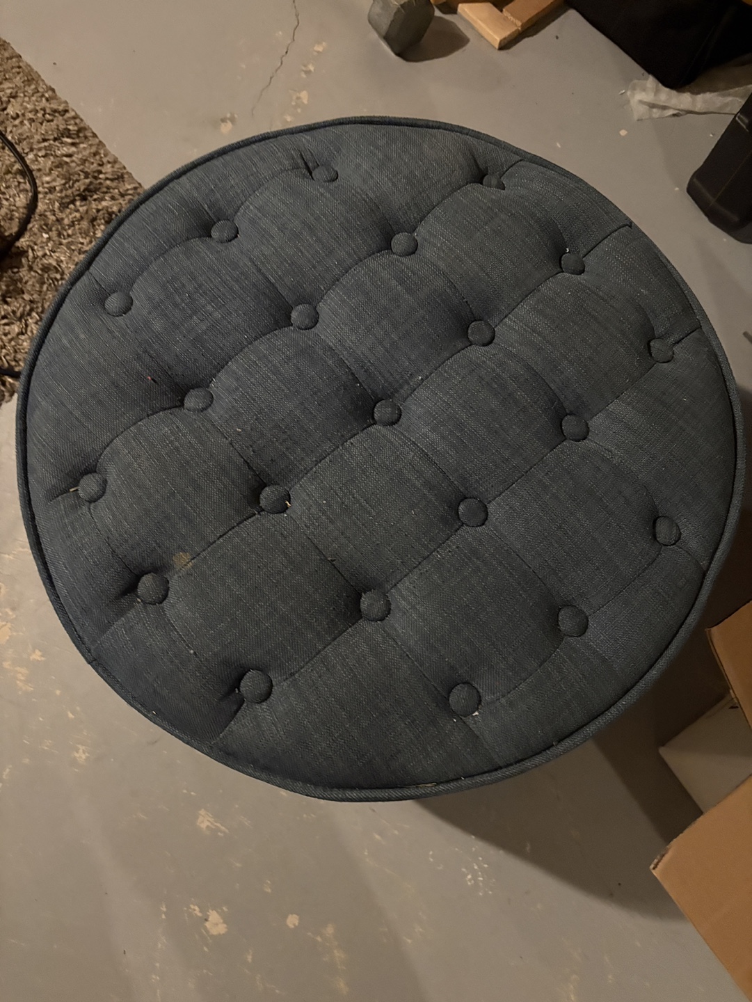 Round Tufted Ottoman - Dark Teal