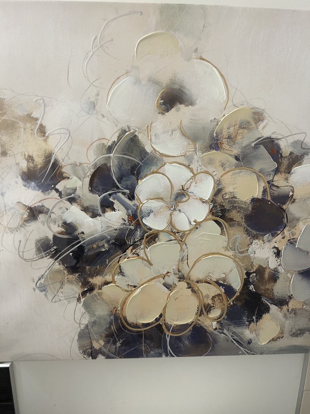 Large Abstract Floral Canvas Wall Art - photo 2