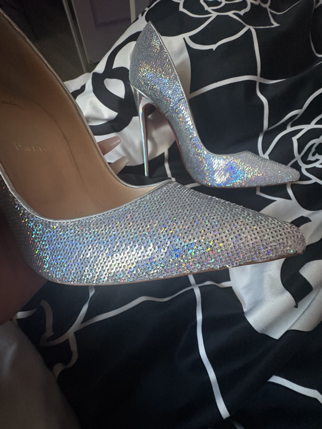 Christian Louboutin Silver Glitter High Heels - photo 5