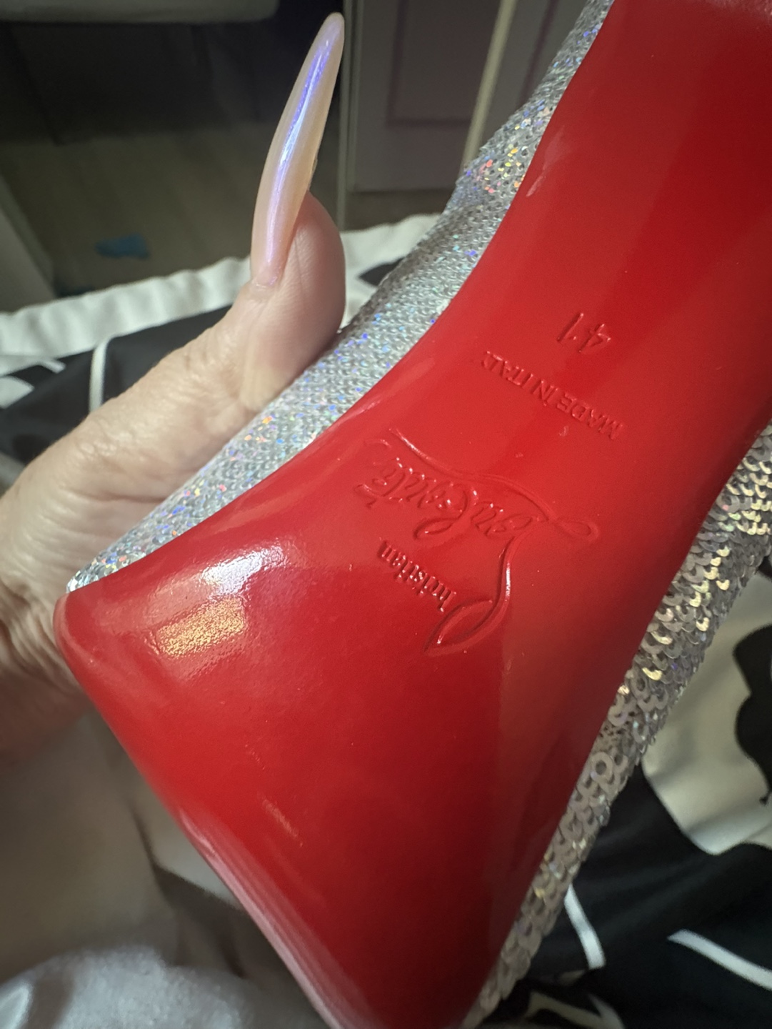 Christian Louboutin Silver Glitter High Heels - photo 3
