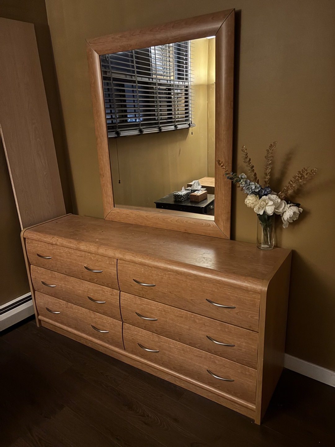 Bedroom Set: Dresser, Nightstand and Mirror