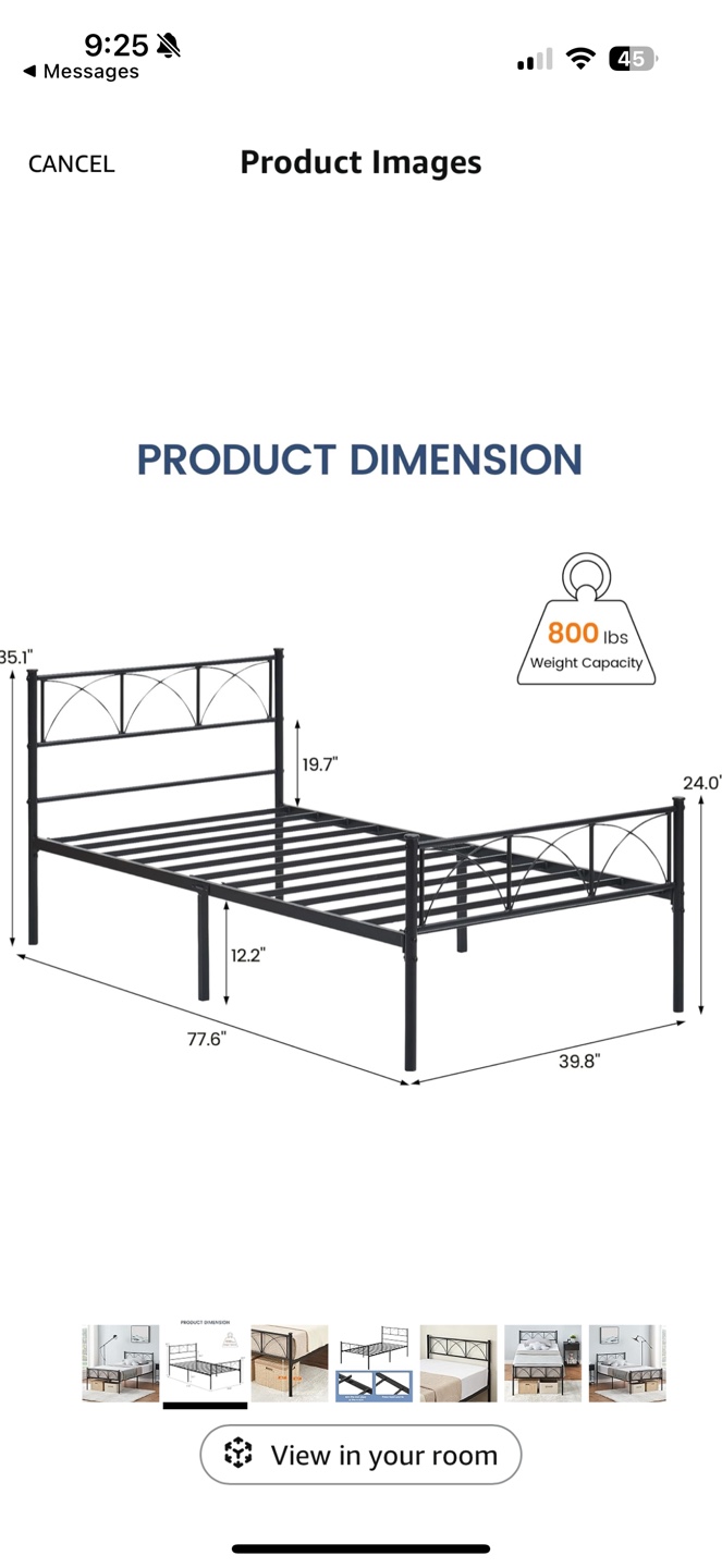 Black Metal twin-Size Bed Frame - photo 2