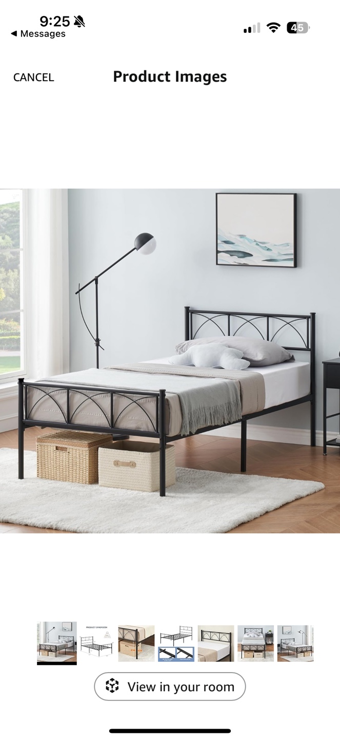 Black Metal twin-Size Bed Frame