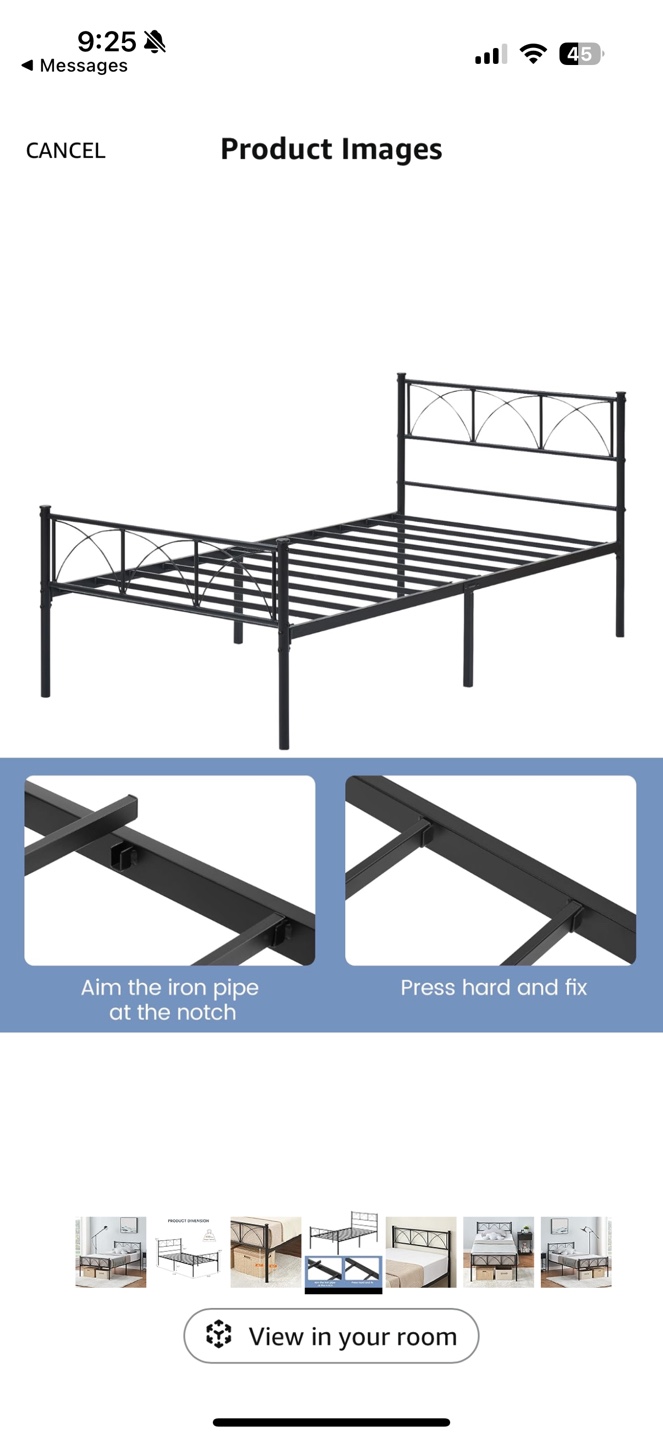 Black Metal twin-Size Bed Frame - photo 4