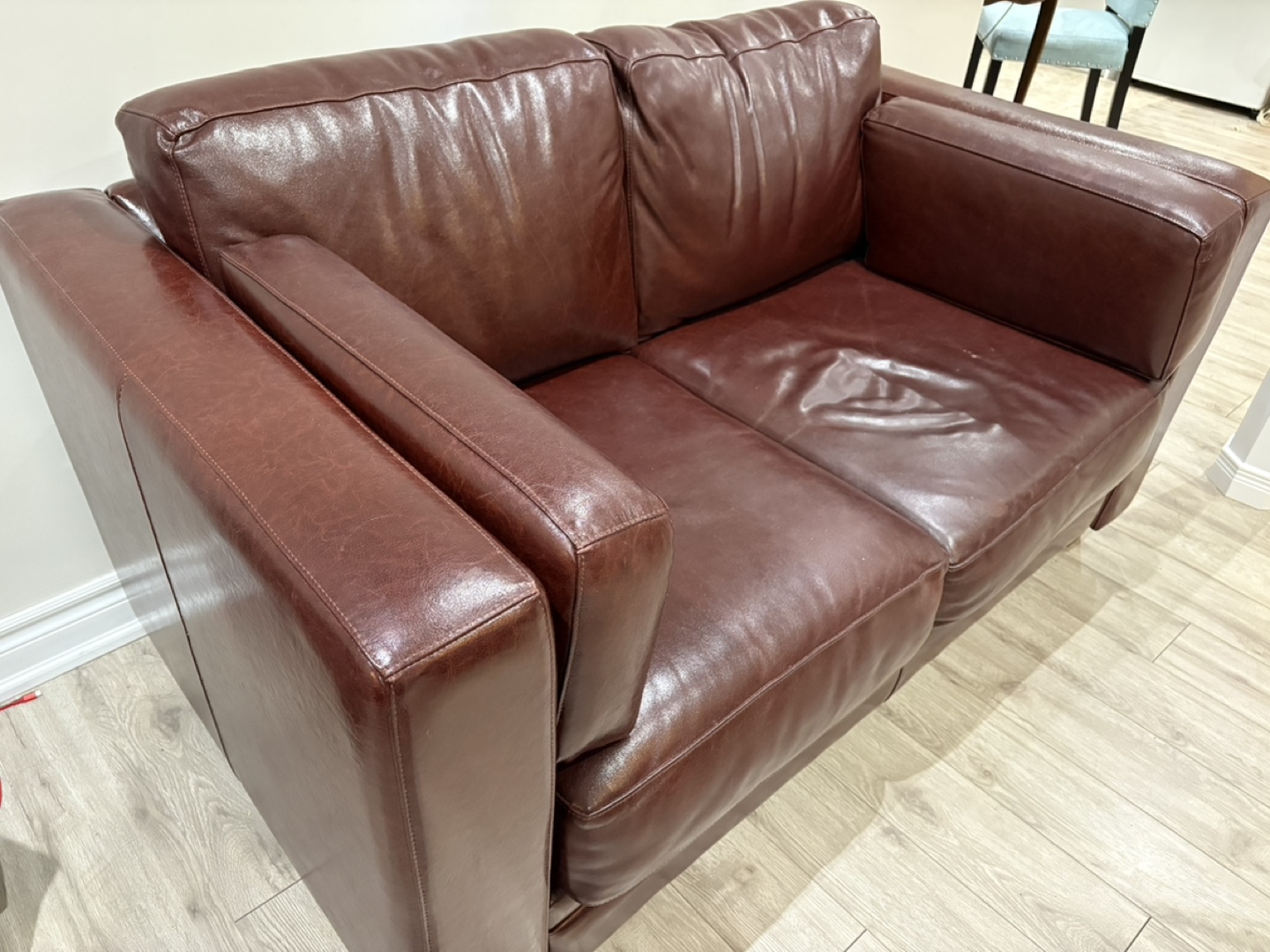 Brown Leather Loveseat - photo 4