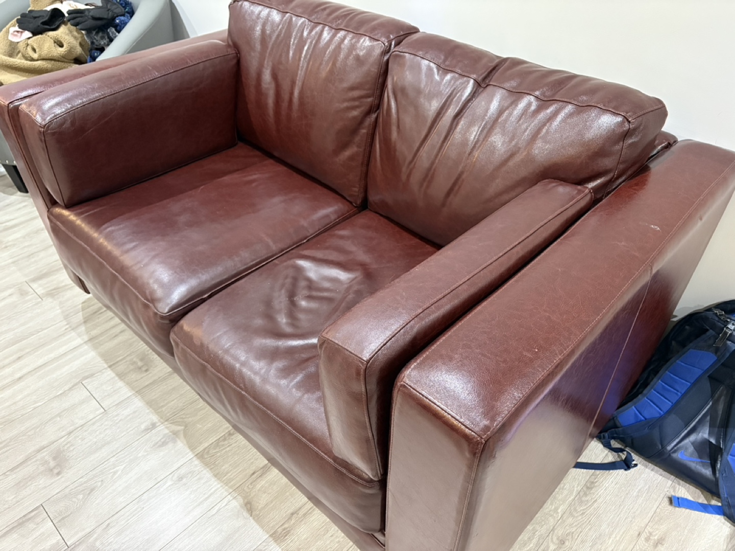 Brown Leather Loveseat - photo 3