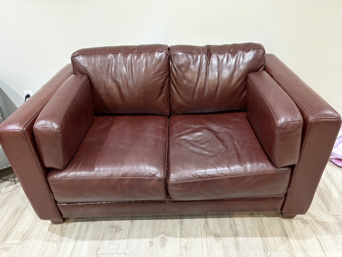 Brown Leather Loveseat