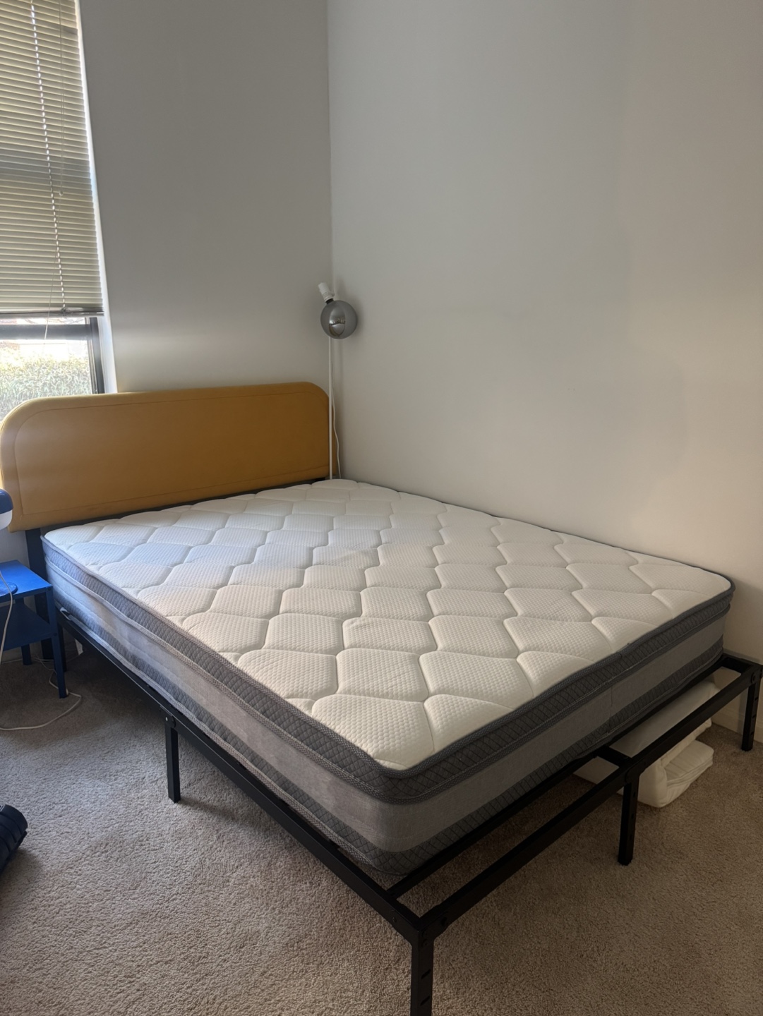 Queen Mattress and Metal Frame with Headboard