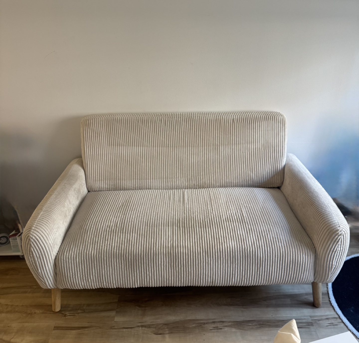 Beige Corduroy Loveseat