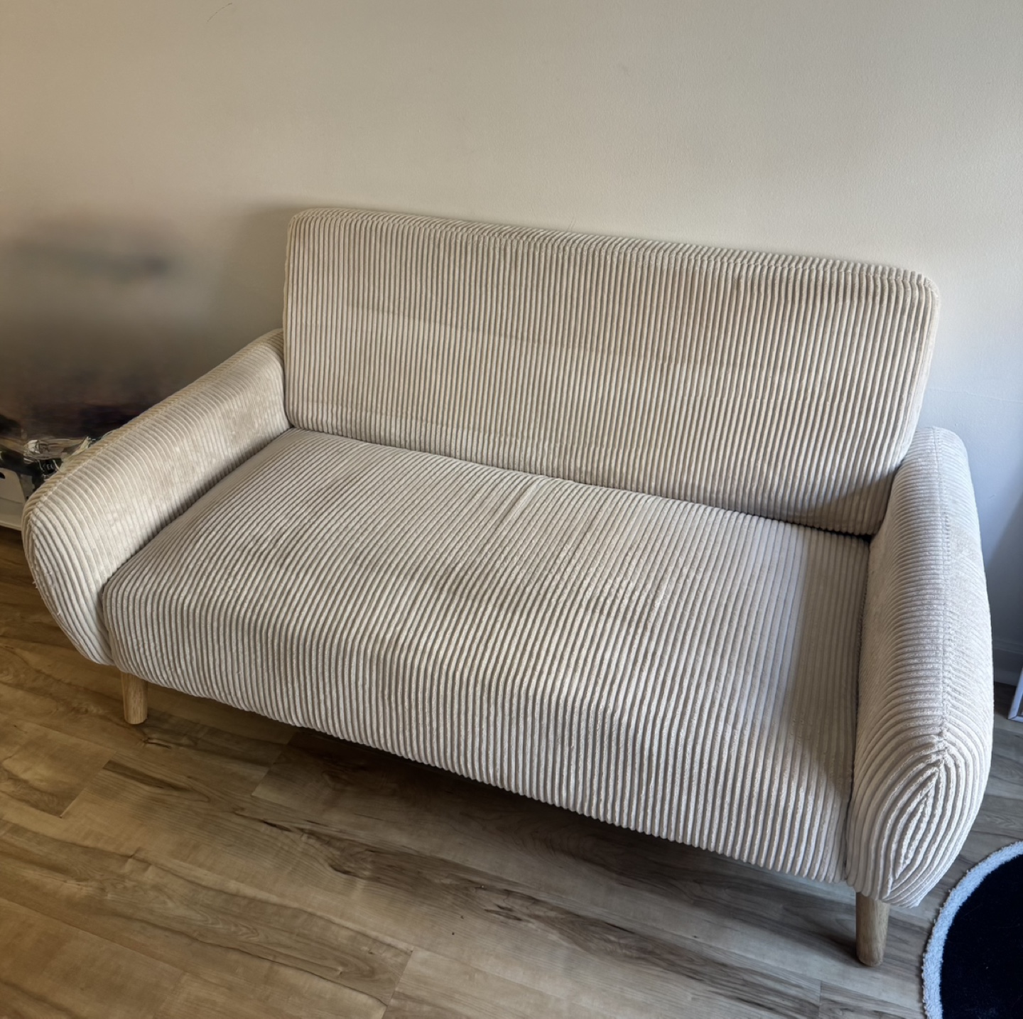 Beige Corduroy Loveseat - photo 2