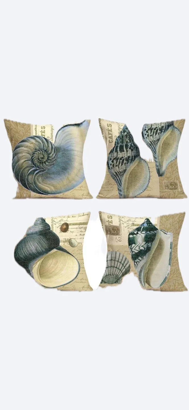 NEW Set of Four Seashell Decorative Pillow Covers image indicator(2)