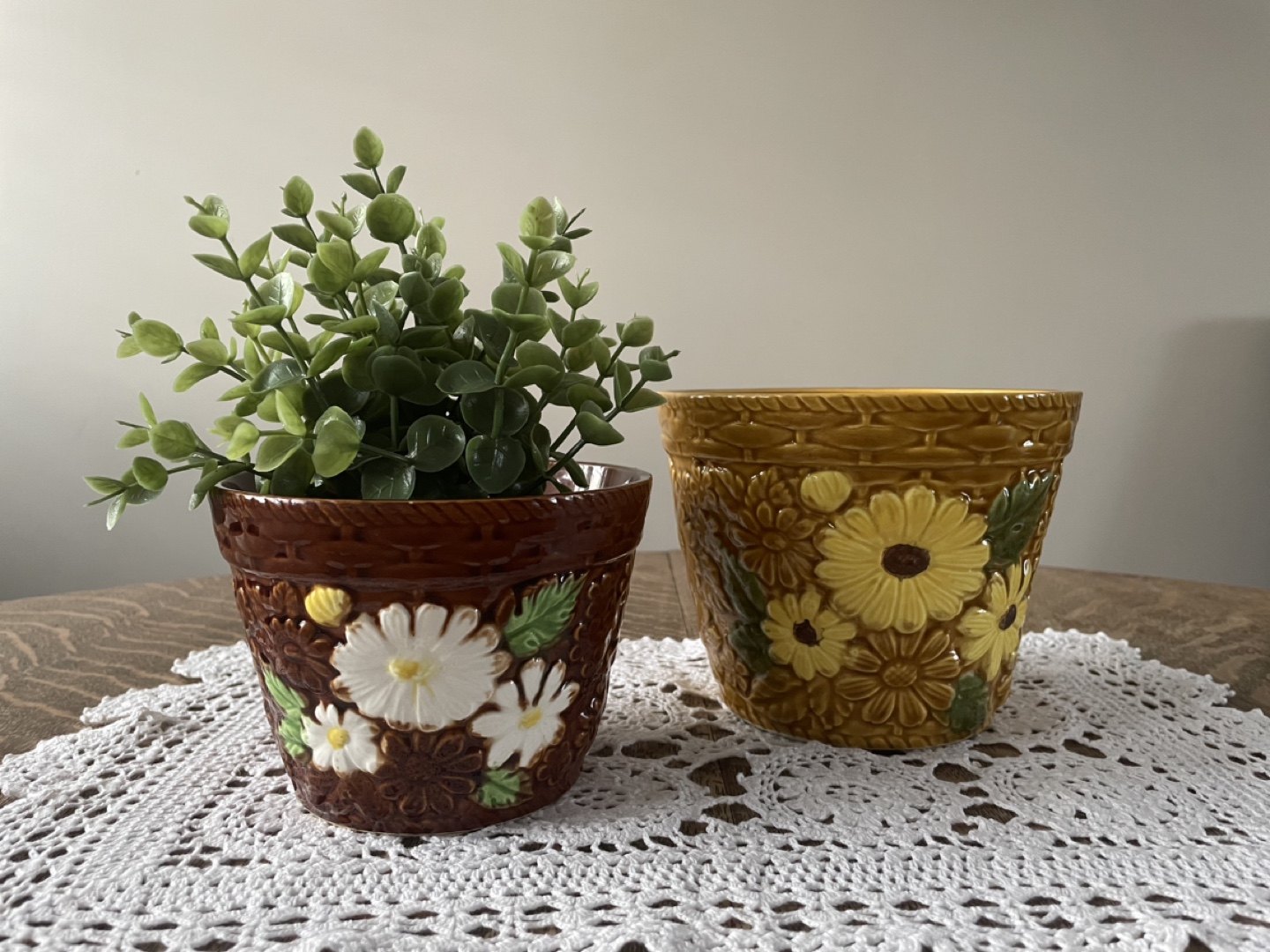 Vintage Floral Planters Set of 2