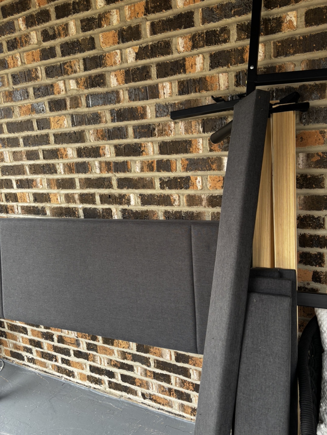 Dark Gray Upholstered Queen bed frame - photo 2