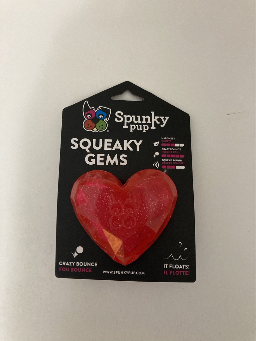 #freecycle Spunky Pup Squeaky Gems Heart Dog Toy