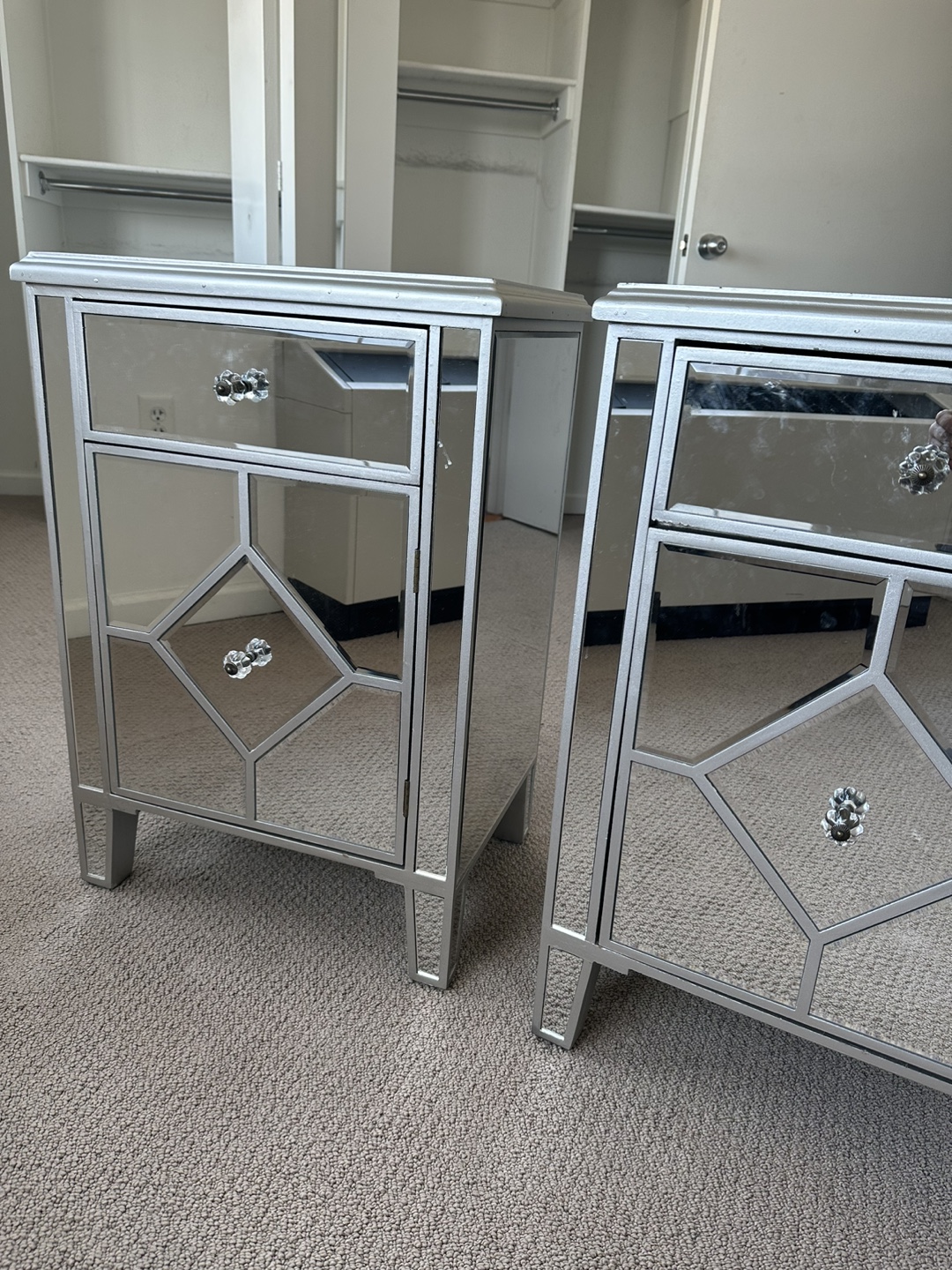 Pair of Mirrored Nightstands