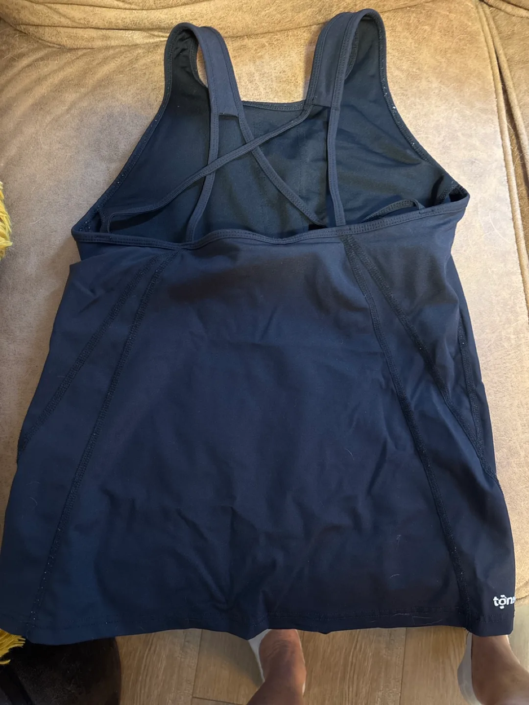Women's athletic tanks - black and royal blue image indicator(2)